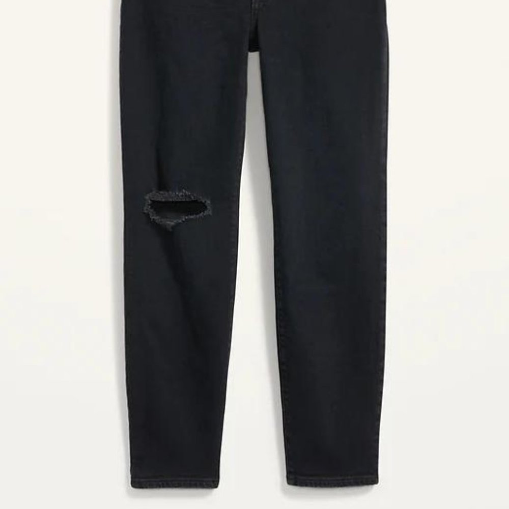 Old Navy High-Waisted O.G. Straight Ripped Black Ankle Jeans for Women New - Picture 6 of 6